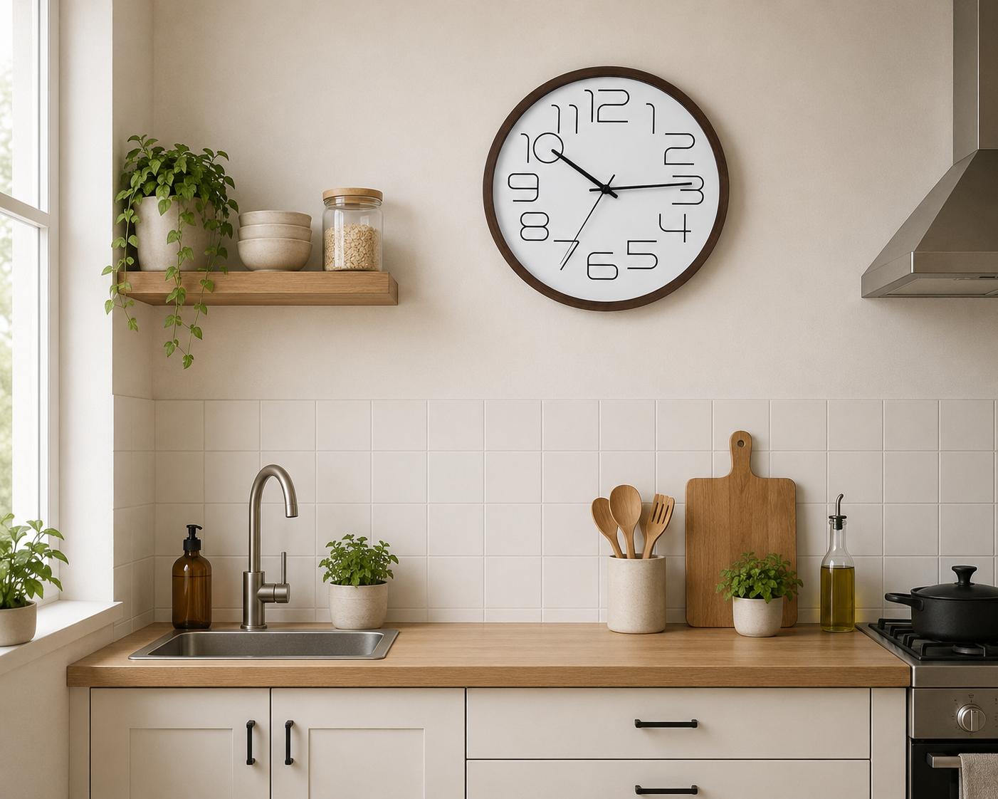 Reloj De Pared 30cm Blanco