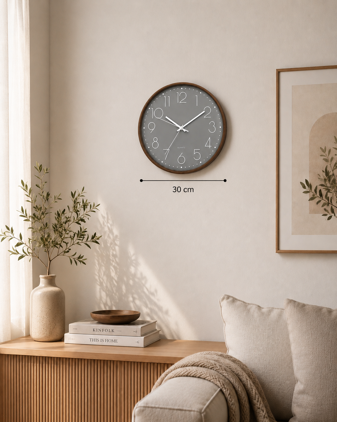 Reloj De Pared 30cm Gris
