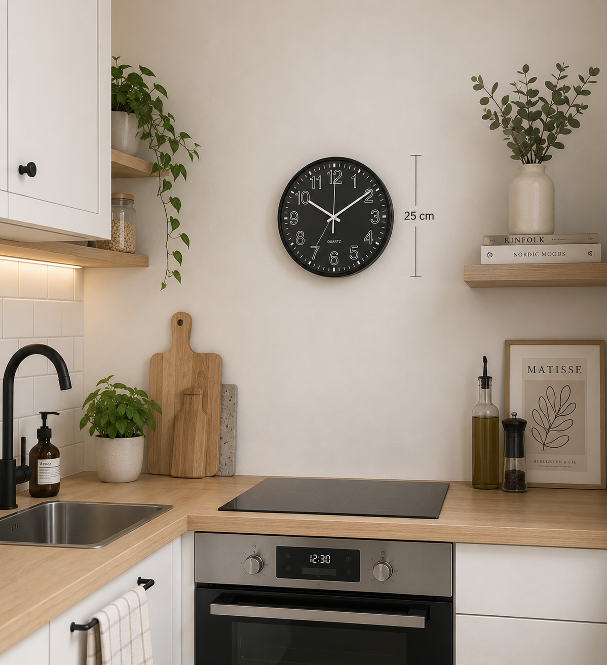 Reloj De Pared 25cm Negro
