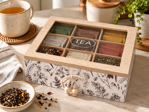 Caja de Té 9 Divisiones Florcitas