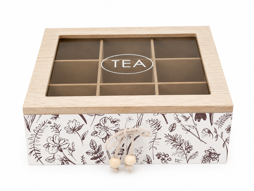 Caja de Té 9 Divisiones Florcitas