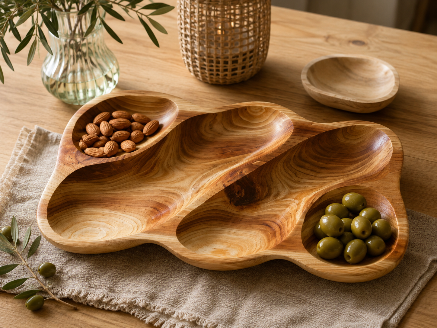 Copetinero Madera 4 Divisiones 50x24x4