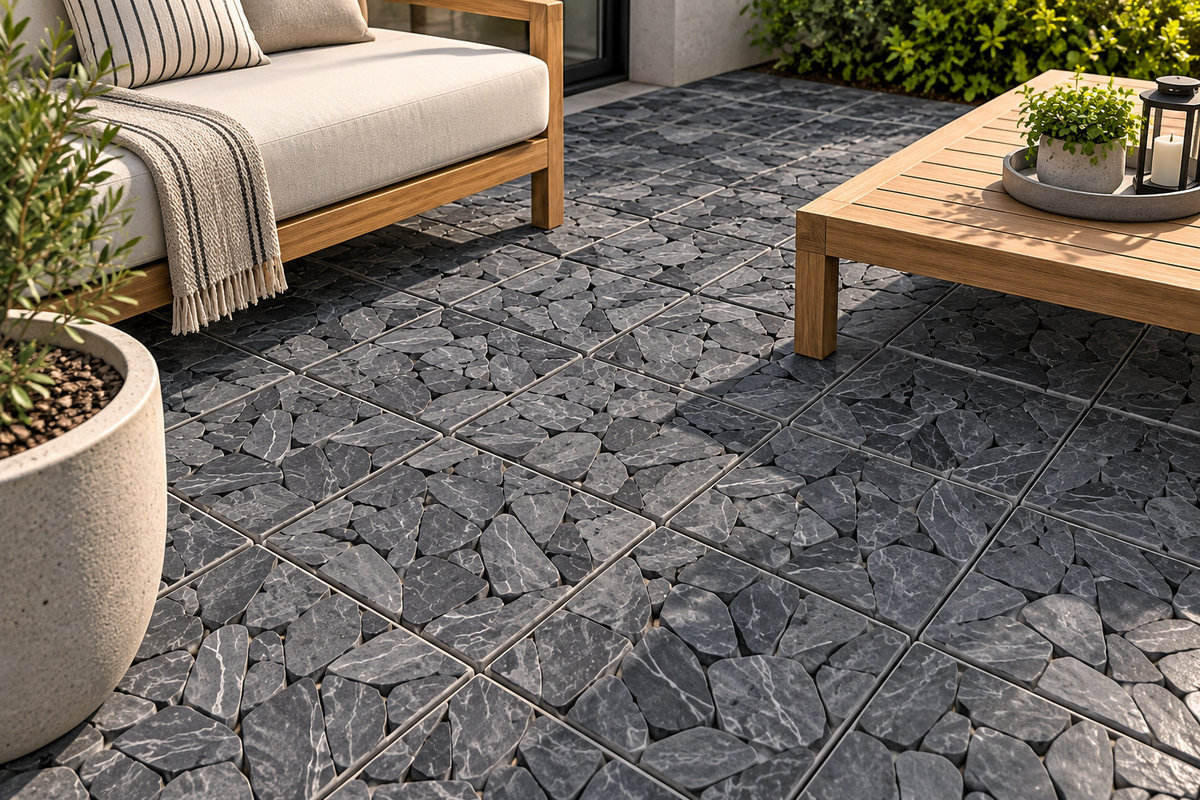 Baldosa Encastrable Piedra Gris 30x30