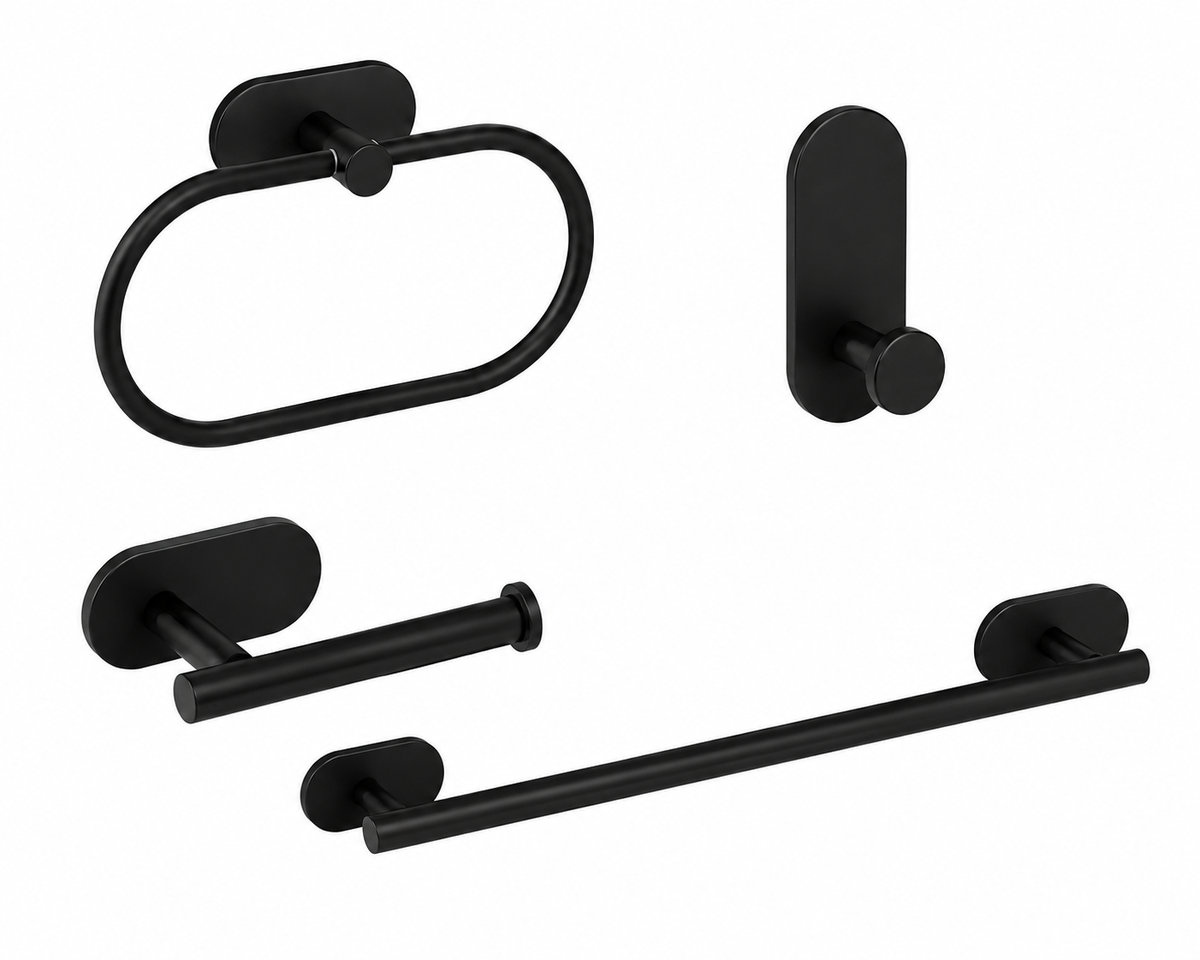Accesorios Baño Adhesivos Set 4P Negro