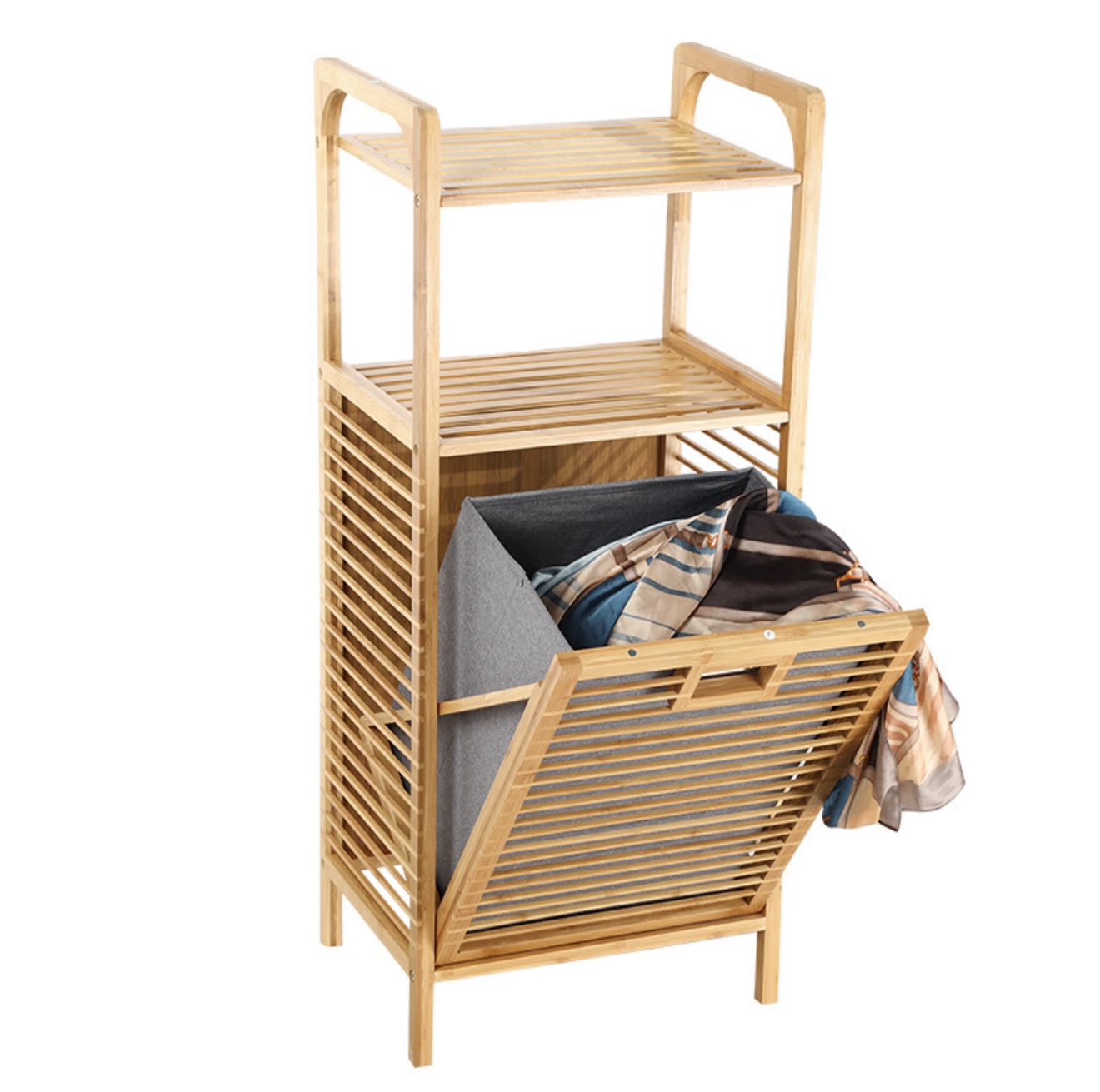 Organizador De Madera Con Cesto y Estante