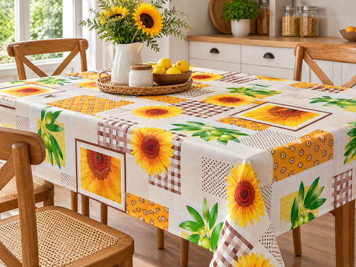 Hule Estampado Girasol PVC 1.37mt Mantel De Mesa