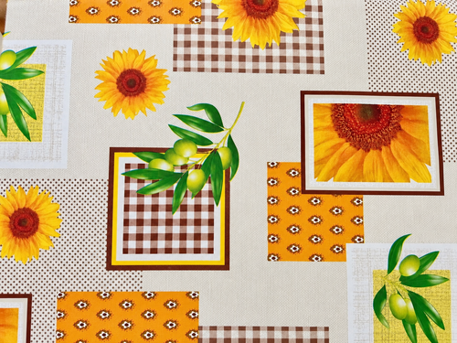 Hule Estampado Girasol PVC 1.37mt Mantel De Mesa