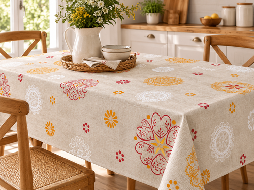 Hule Estampado Mandala PVC 1.37mt Mantel De Mesa
