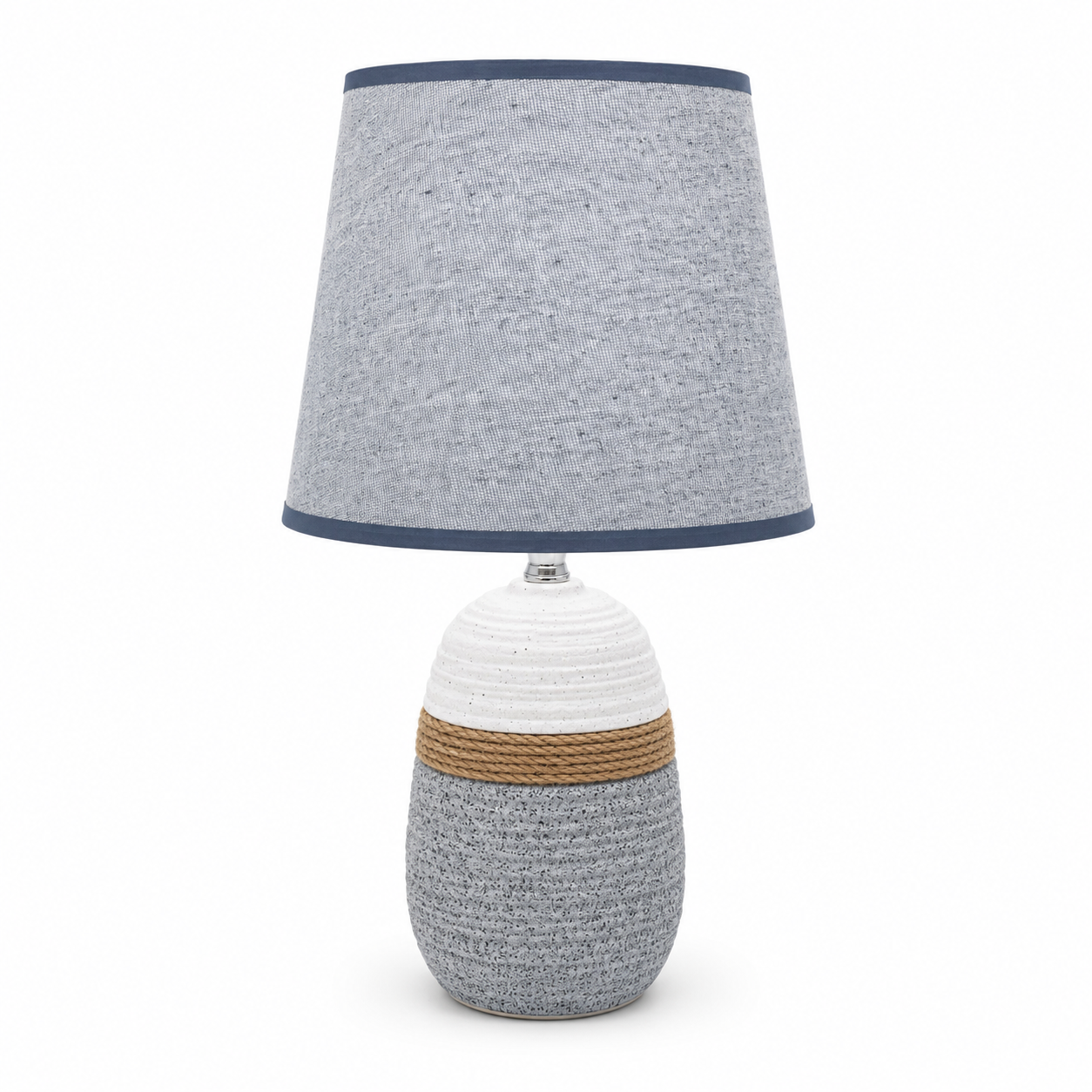 Lámpara De Mesa Cerámica Rústica Gris