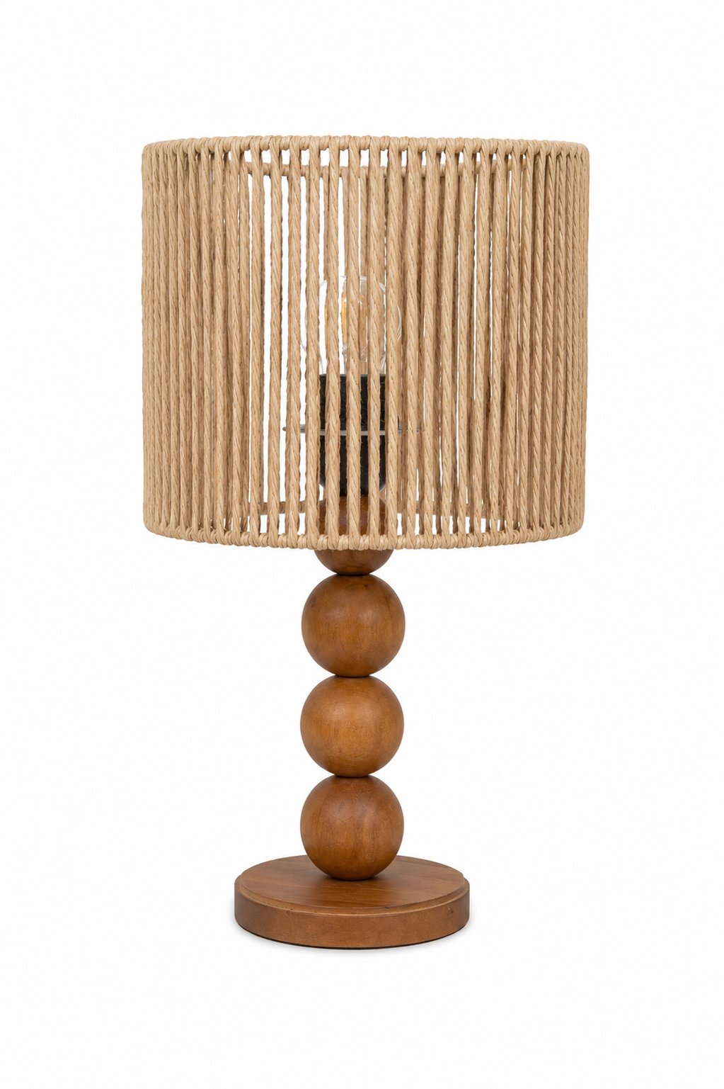 Lámpara De Mesa Madera Esferas 24x43