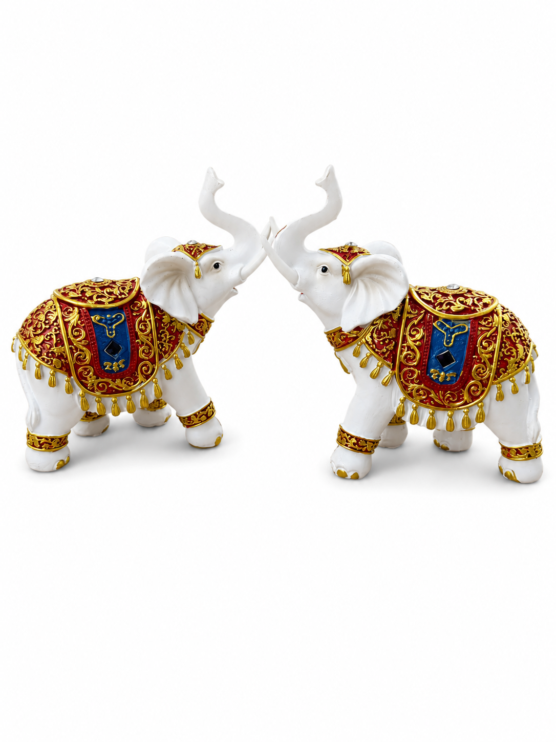 Pareja De Elefantes Blanco Rojo