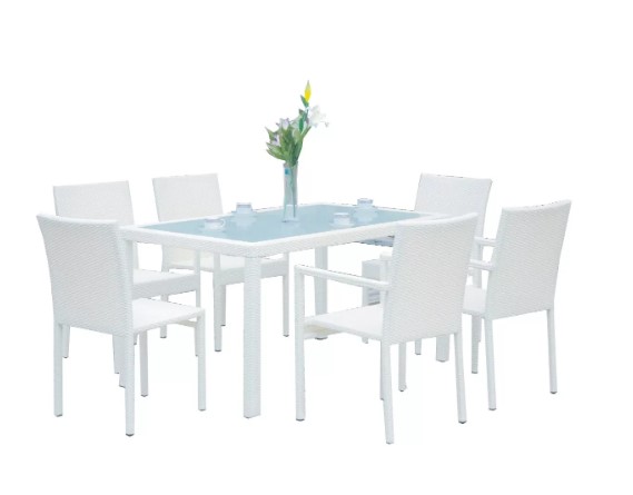 Juegos De Jardín Comedor 7 Piezas Mesa Con Vidrio