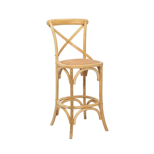 Banqueta Cross Alta Madera y Rattan