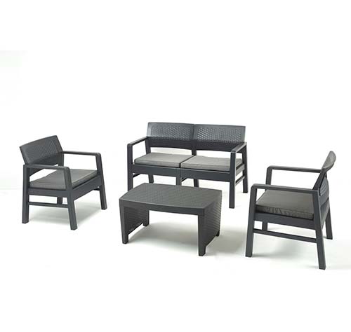 Set Fuji De Jardín Línea Rattan Color Antracita