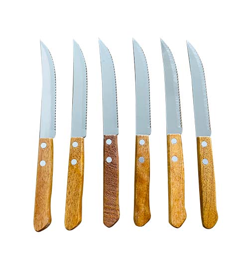 Set De Cubiertos, Cuchillos Mango Madera 6 Piezas