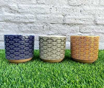 Macetas De Cerámica Ondas 14.2x14.2x13.5cm