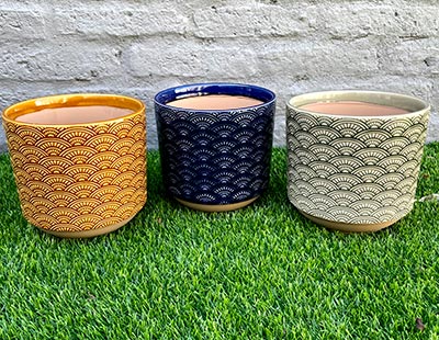 Macetas De Cerámica Ondas 18.2x18.2x17cm