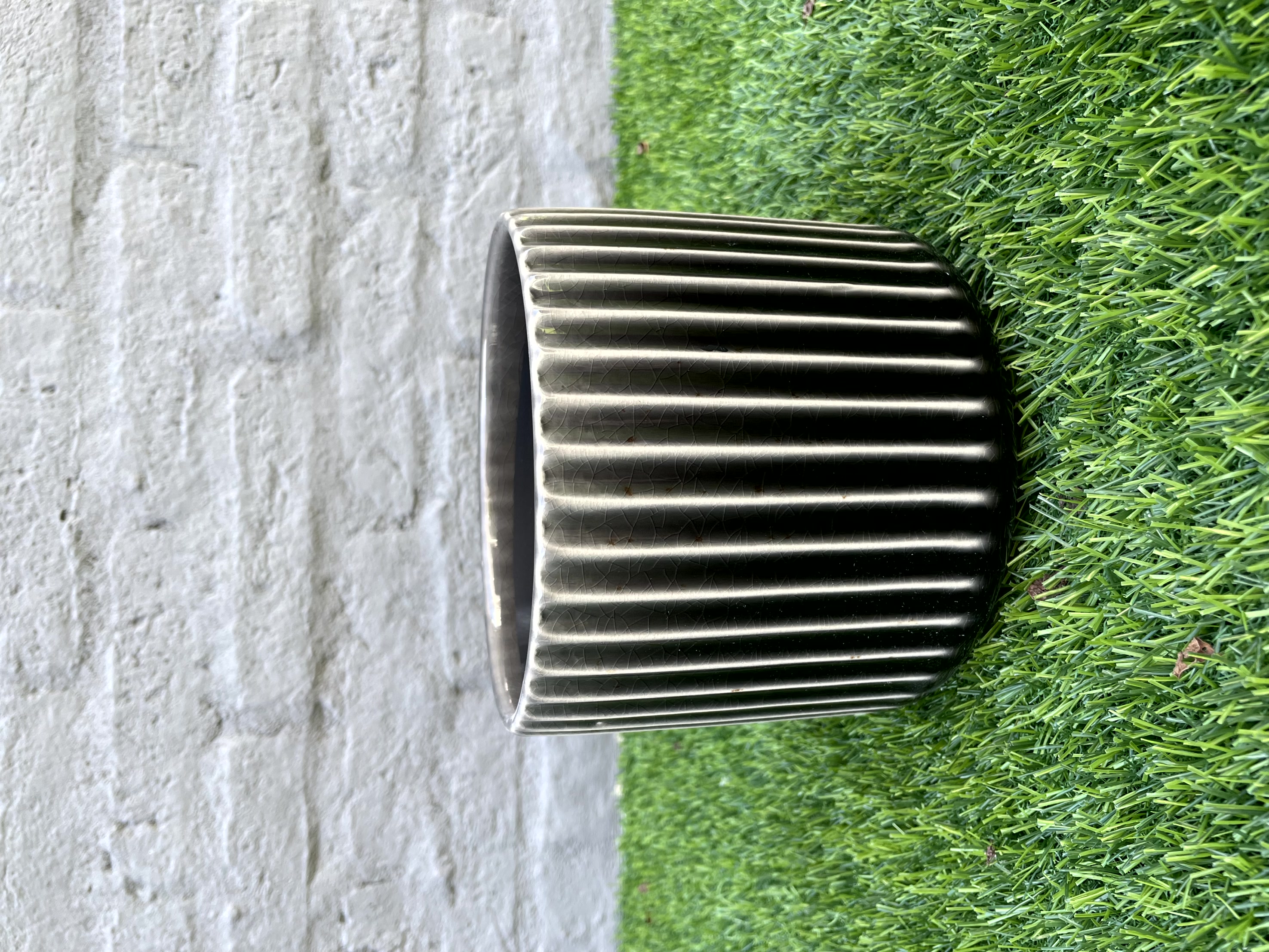 Macetas De Cerámica Rayas 16x16x16cm