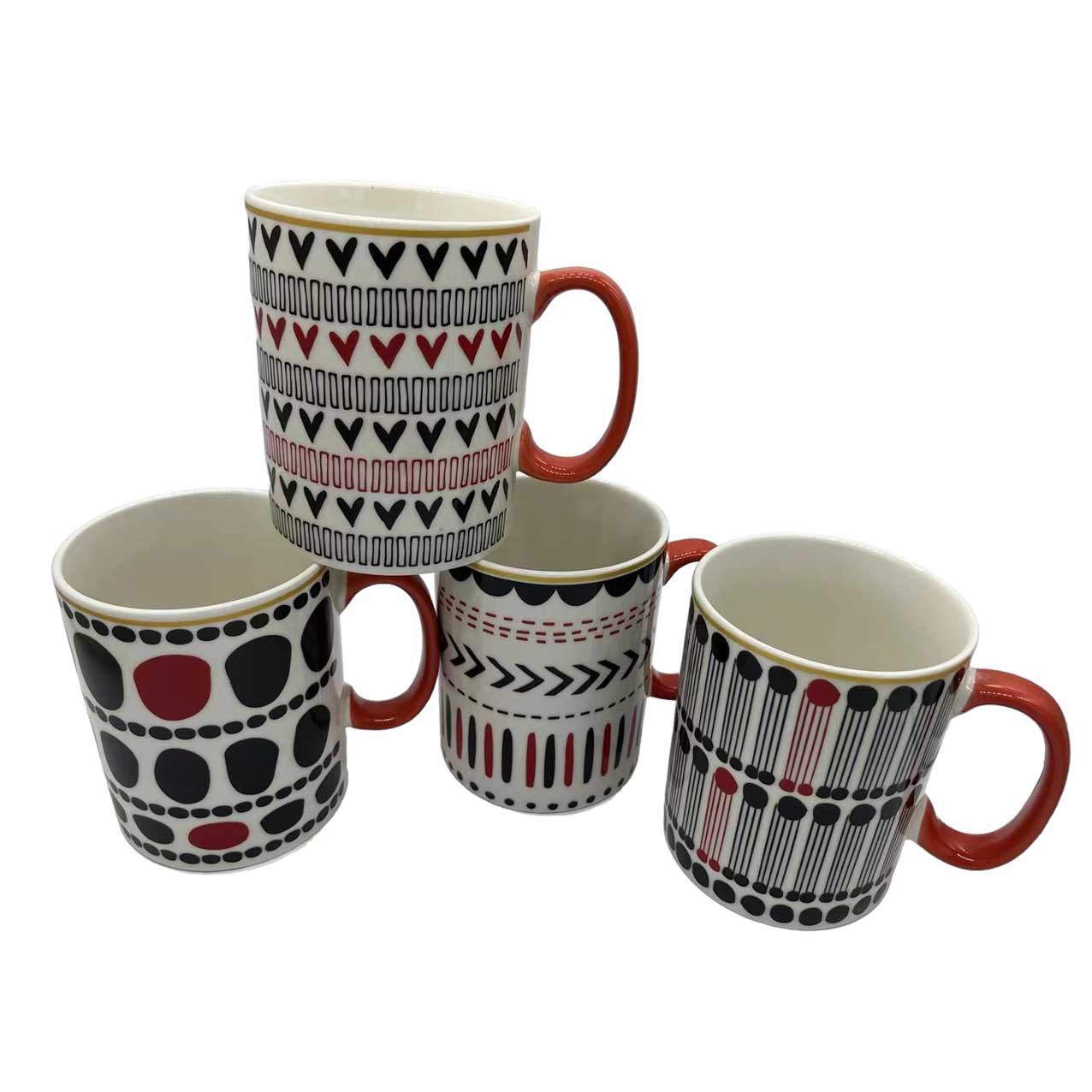 Tazas De Cerámica Rojo y Negro 450ml