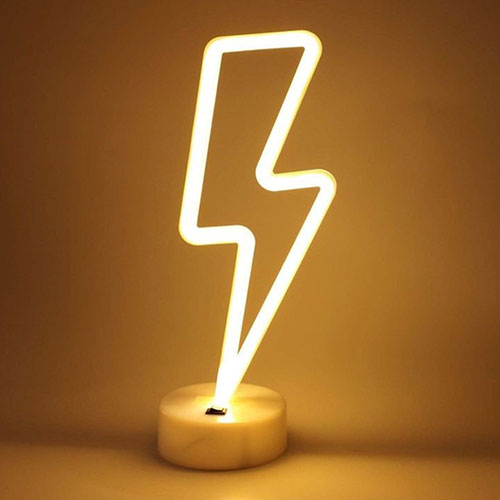 Lámpara De Neón Rayo Con Base