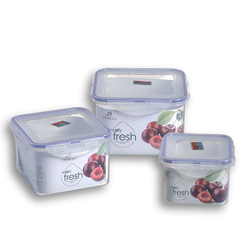 Set De 3 Viandas De Plástico Cuadradas