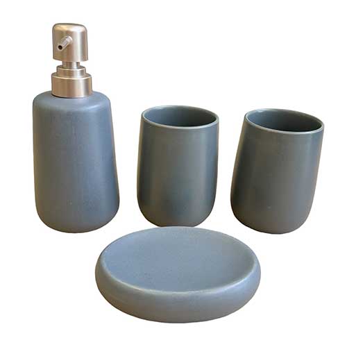 Set De Accesorios Para Baño 4 Piezas Gris