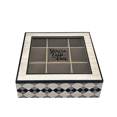Cajas De Té 9 Divisiones Decorada Rombos