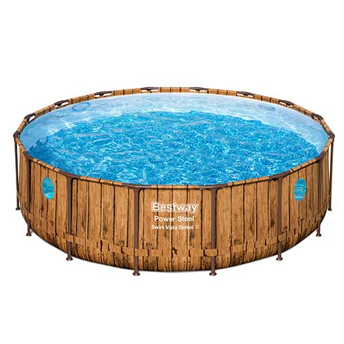 Piscina Estructural 19.480Lt Bestway Diseño Madera