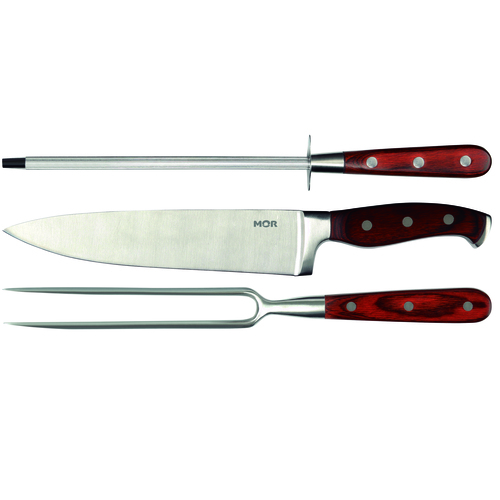 Set Asador 3P Madera Mor 3945 Cuch-Tened-Chaira