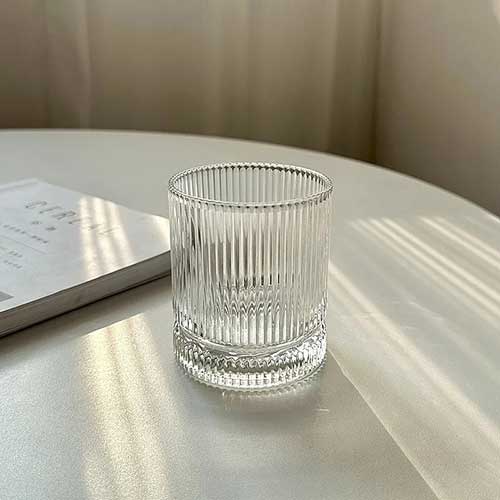 Vasos De Vidrio Corto x6 Rayado 320ml