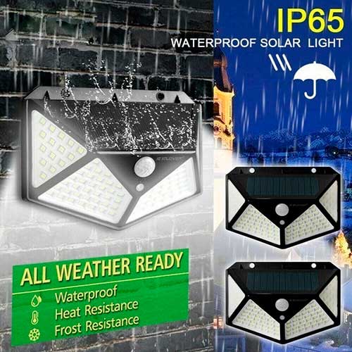 Aplique Luz Pared Interior Exterior Panel Solar