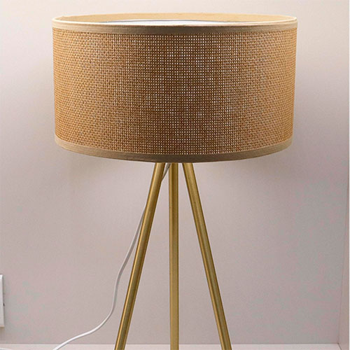 Lámpara De Mesa Fibra Oro