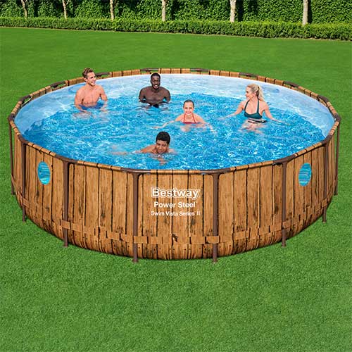 Piscina Estructural 19.480Lt Bestway Diseño Madera