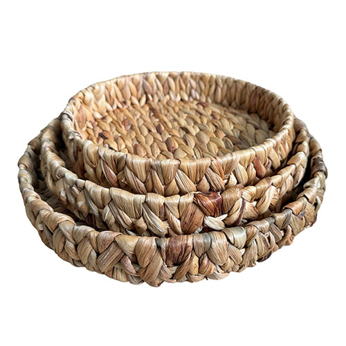 Bandejas Redondas Fibra Seagrass Set x 3