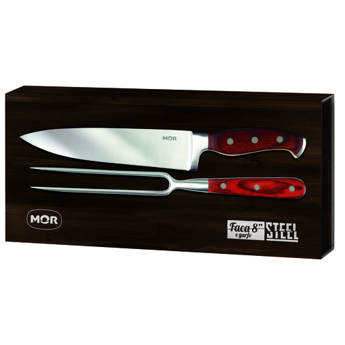 Set Asador 2P Madera Mor 3944 Cuchilla Tenedor