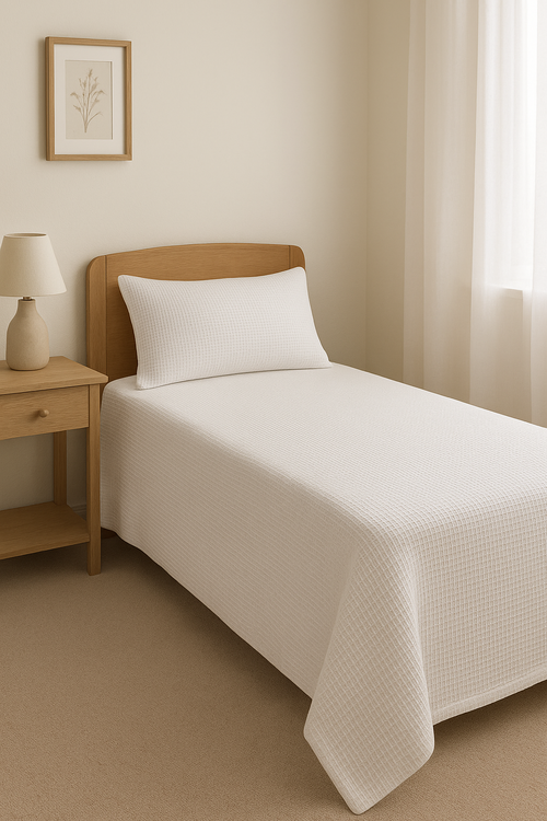 Cubrecamas 1 Plaza 160x230 Waffle Funda 50x70