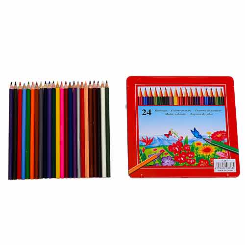 Lápices De Colores 24 Unidades Caja Metálica